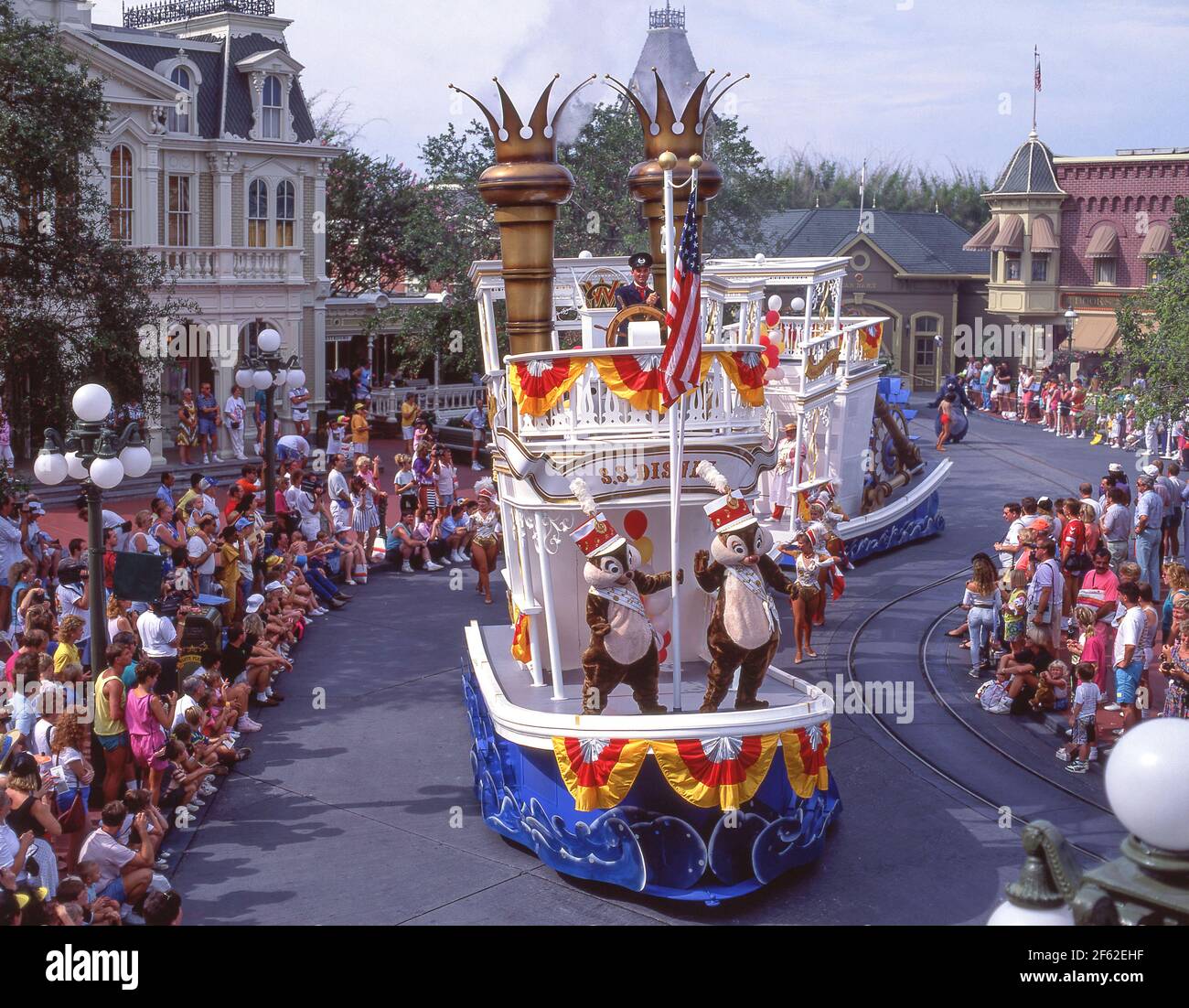 S.S.Disney Wagen in der Parade in Walt Disney World, Orlando, Florida, Vereinigte Staaten von Amerika Stockfoto