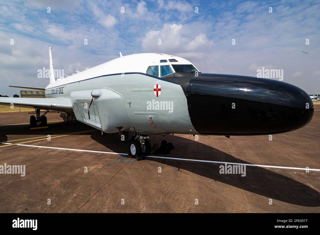 Royal Air Force Boeing RC-135W Rivet Joint ZZ665 Aufklärungsflugzeug Statische Anzeige bei RIAT Royal International Air Tattoo 2018 Airshow Stockfoto