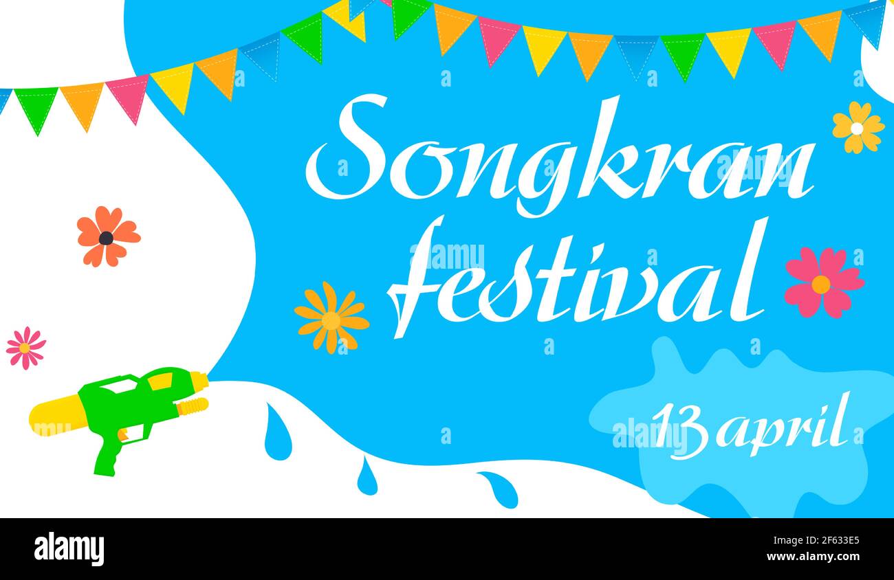 Songkran thailand Wasser Festival Party Banner für Sommer fest. Thailändische Nationalkultur. Vektorgrafik EPS10 Stock Vektor