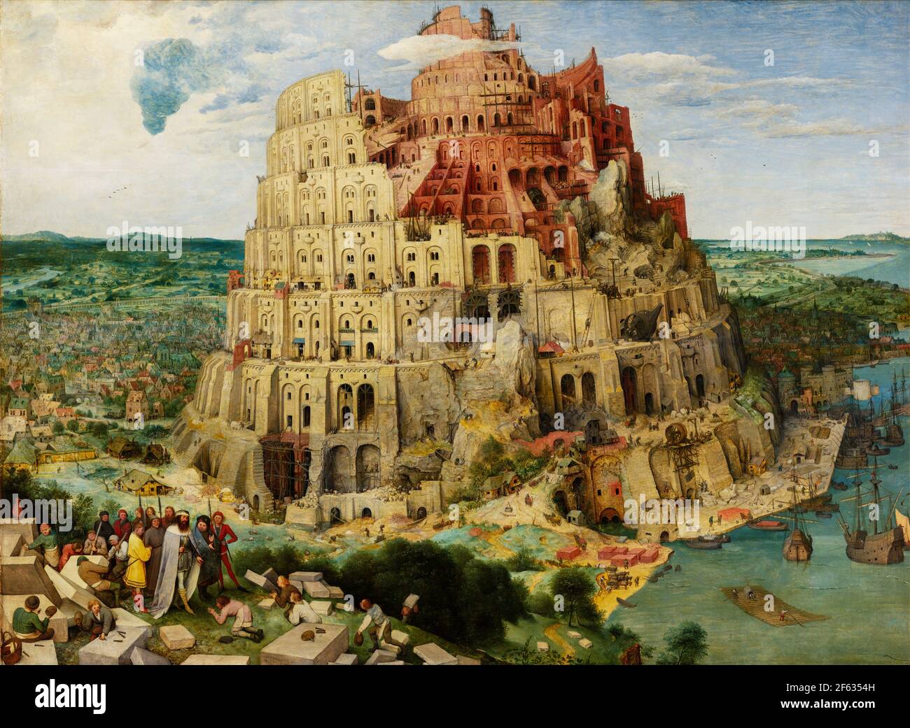 Pieter Bruegel der Ältere, Turmbau zu Babel, 1563, Öl auf Holzplatte, Museum für Kunstgeschichte, Wien, Österreich. Stockfoto