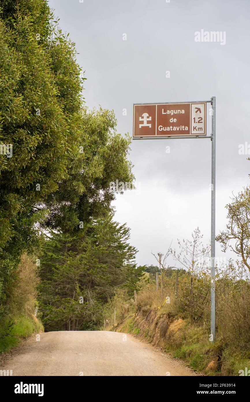 Straße zur Laguna de Guatavita, Cundinamarca, Kolumbien Stockfoto