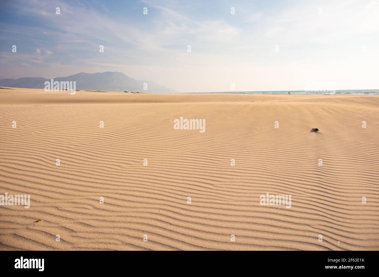 Wüste Hintergrund Landschaft mit Sandwellen Stockfoto