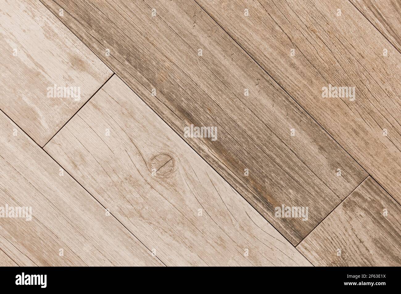 Holzbeschichtung mit einem abstrakten Muster in braun und beige Bodenplatten Textur Hintergrund. Stockfoto