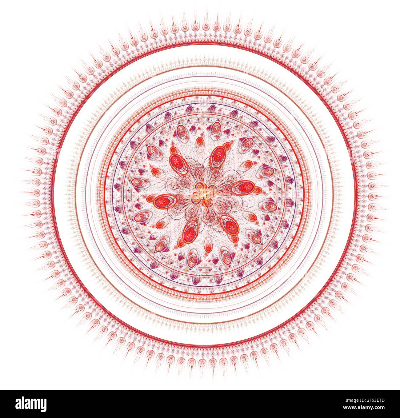 Fraktales Mandala auf dem Hintergrund. Verrückte abstrakte fraktale Formen mit kaleidoskopischen Muster Stockfoto