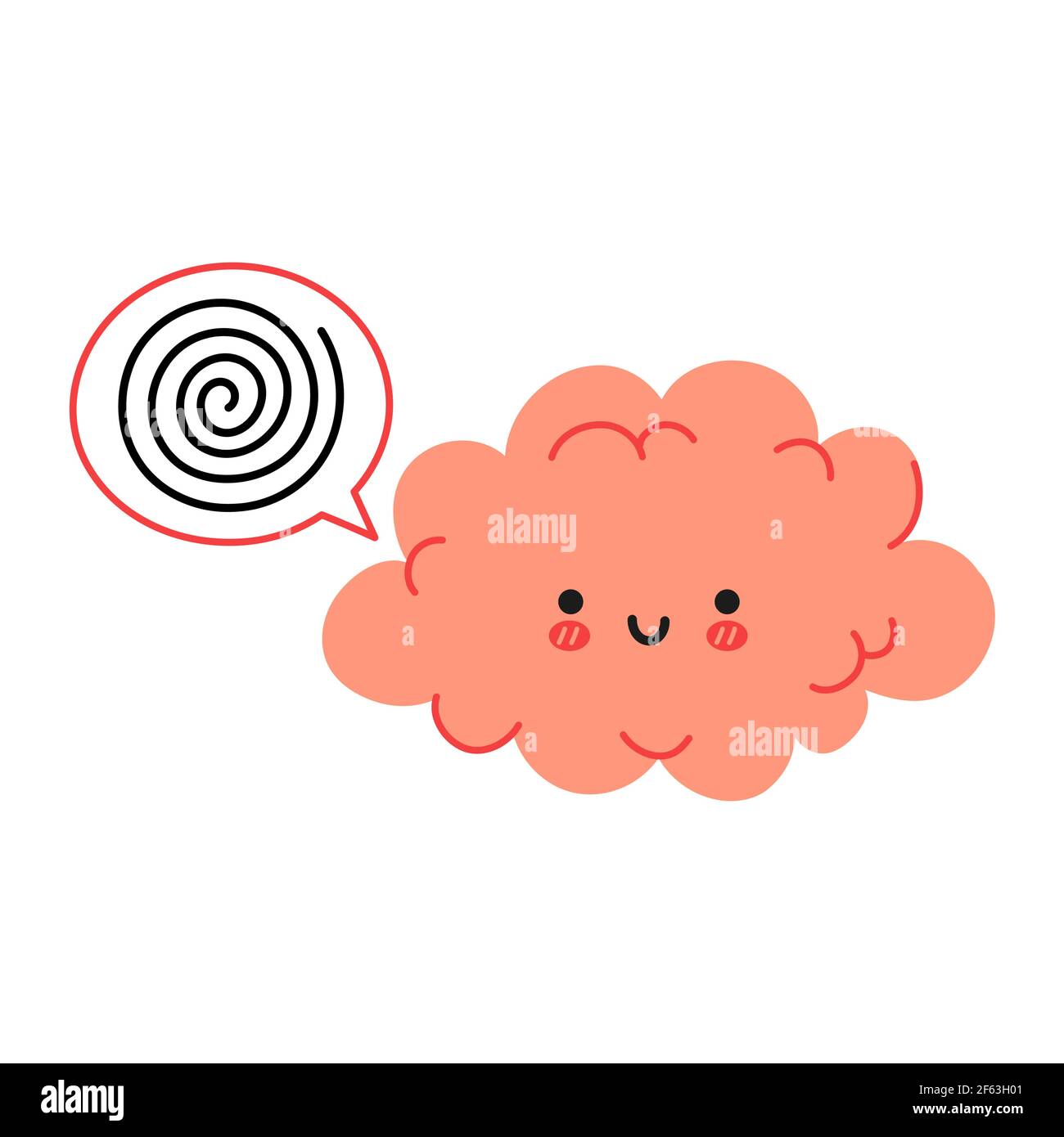 Nette lustige Gehirn Charakter und Sprechblase. Vektor Hand gezeichnet Cartoon kawaii Charakter Illustration Symbol. Isoliert auf weißem Hintergrund. Gehirn geistige Harmonie Charakter Konzept Stock Vektor