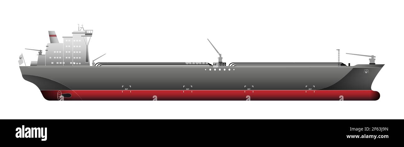 Ein riesiger Tanker. Gashandel. Transport von gecharterten Gütern. Stock Vektor