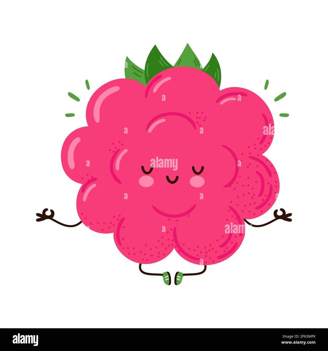 Nette lustige Himbeere meditieren in Yoga-Pose. Vektor Hand gezeichnet Cartoon kawaii Charakter Illustration Symbol. Isoliert auf weißem Hintergrund. Himbeer meditieren Konzept Stock Vektor