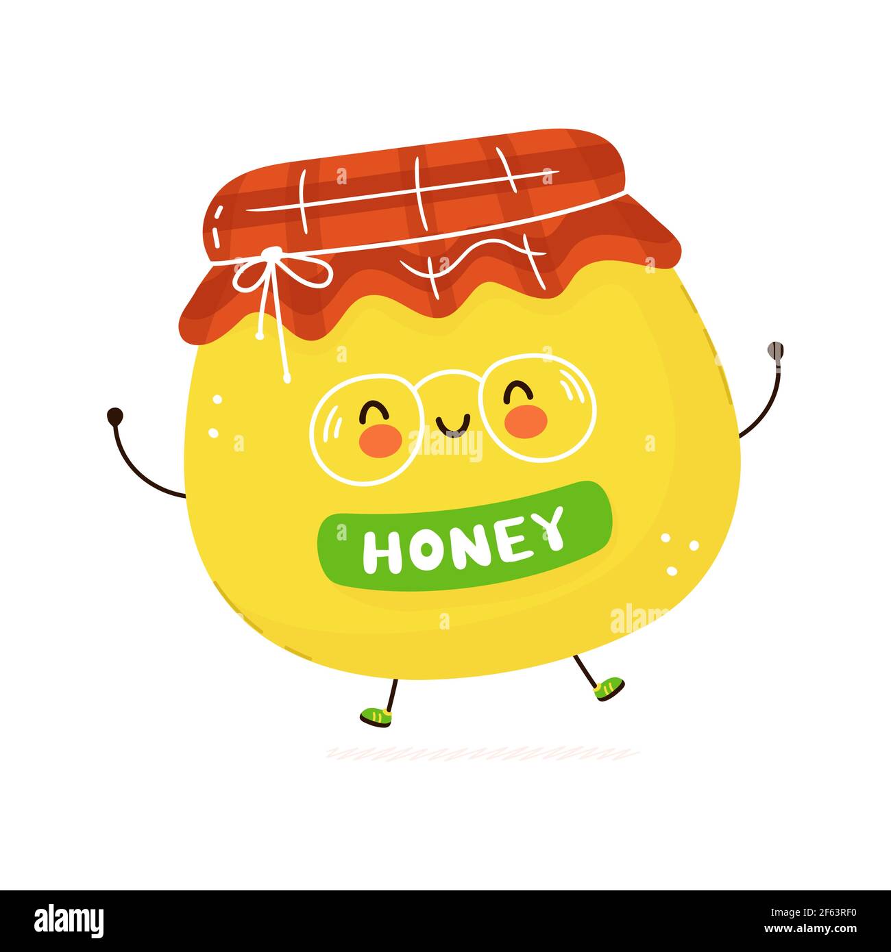 Niedliche lustige Honig Charakter. Vektor Hand gezeichnet Cartoon kawaii Charakter Illustration Symbol. Isoliert auf weißem Hintergrund. Honigcharakter Konzept Stock Vektor