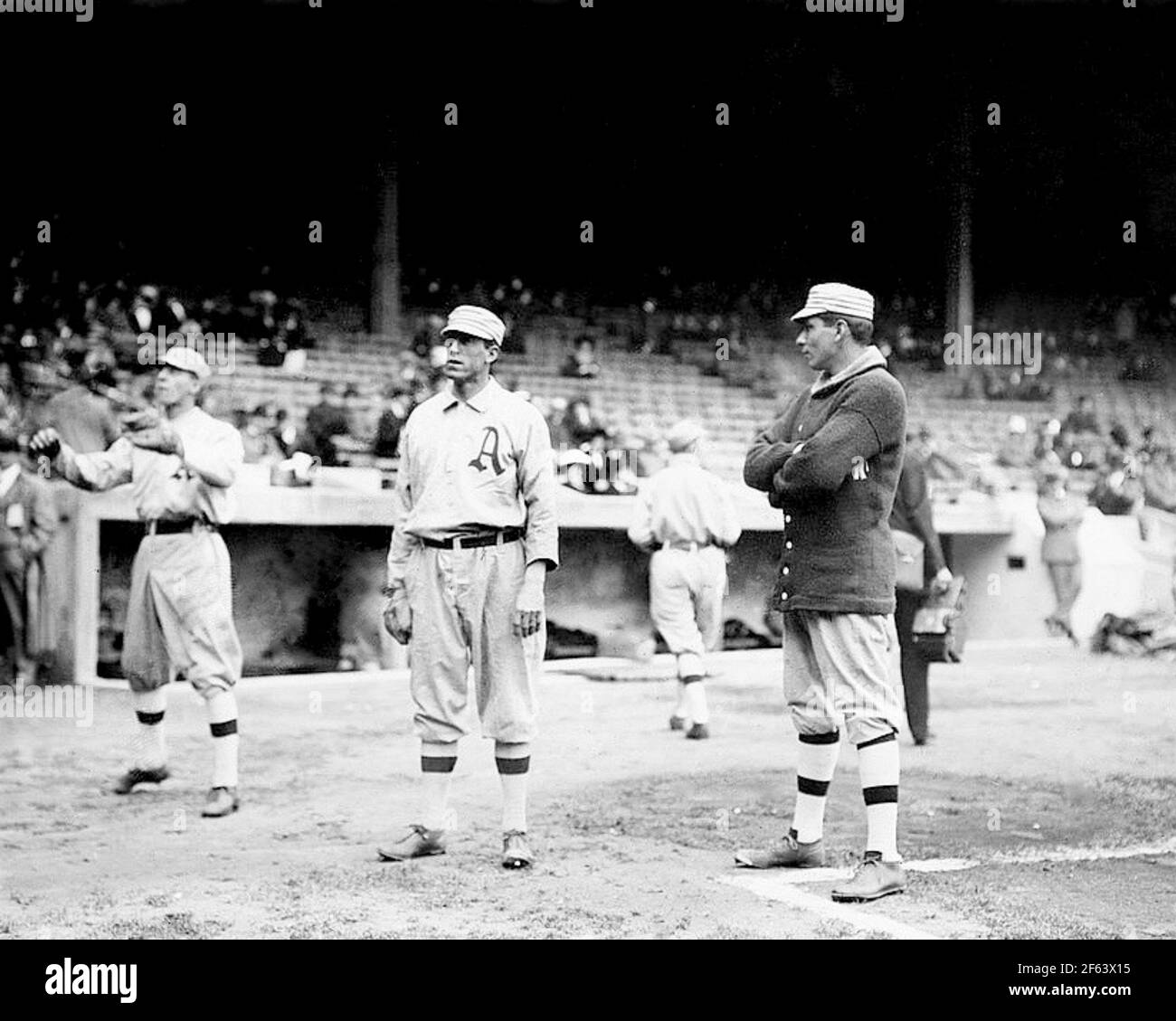 Eddie Plank & Charles Albert 'Chef' Bender, Philadelphia Athletics, 1911. Stockfoto