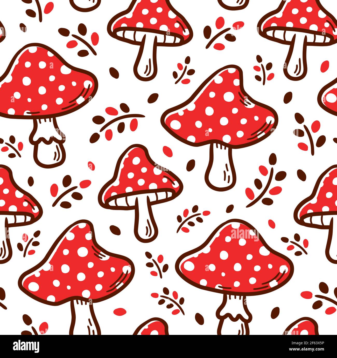 Amanita Pilz nahtlose Muster. Vektor Cartoon Illustration Icon Design. Amanita Pilz nahtlose Muster Konzept Stock Vektor