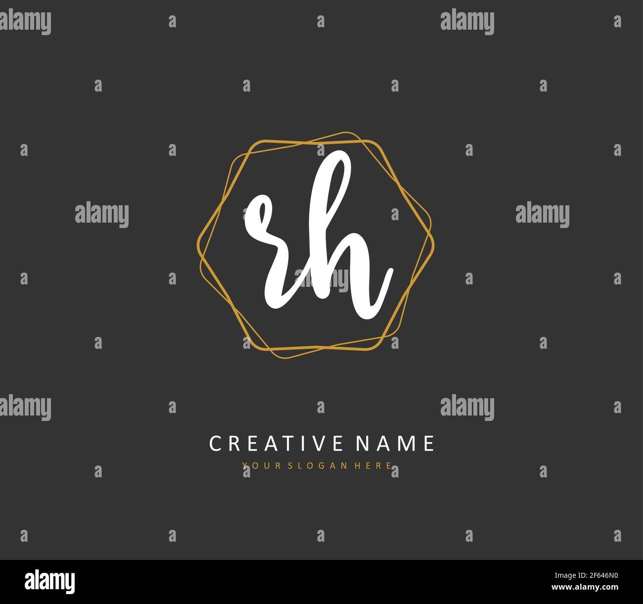 R H RH Anfangsbuchstabe und Unterschrift Logo. Ein Konzept handschriftlich Initiallogo mit Template-Element. Stock Vektor