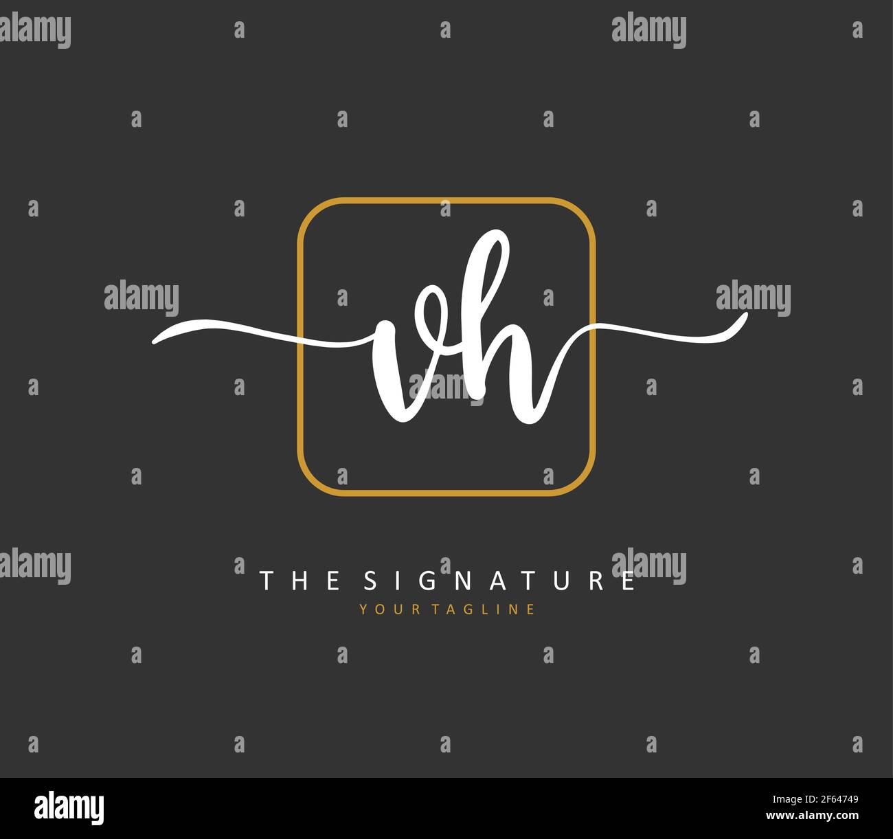 V H VH Anfangsbuchstabenhandschrift und Unterschriftenlogo. Ein Konzept handschriftlich Initiallogo mit Template-Element. Stock Vektor
