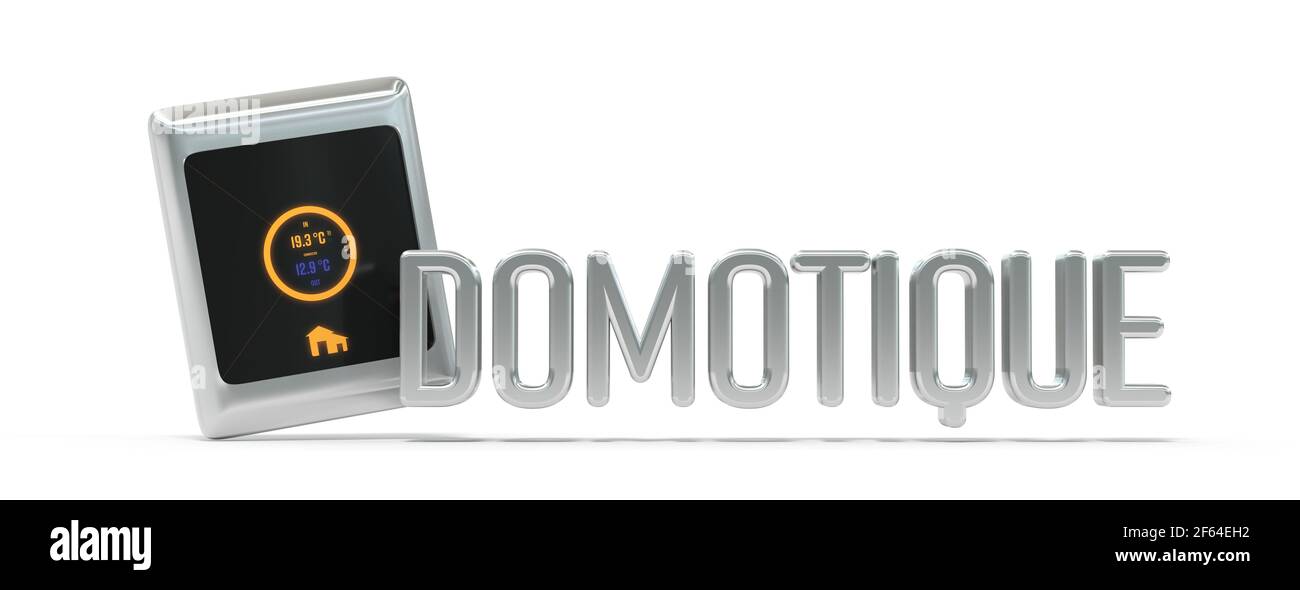 Smart Home Fernbedienung Box und Text - 3D Rendering Stockfoto