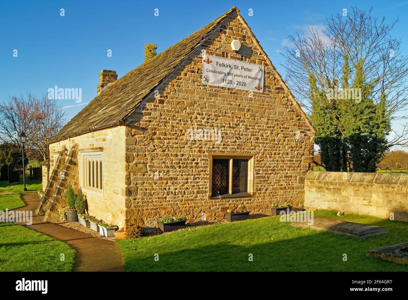 Großbritannien, West Yorkshire, Wakefield, Felkirk, St. Peter's Church, Altes Schulzimmer Stockfoto