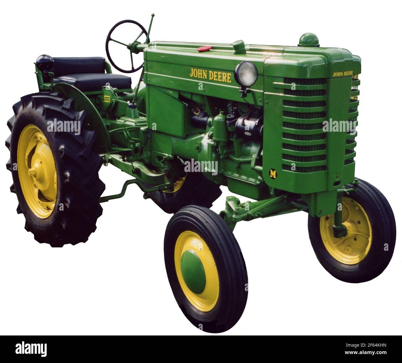 Vintage John Deere Traktor 1948 in JD grün und gelb. Stockfoto