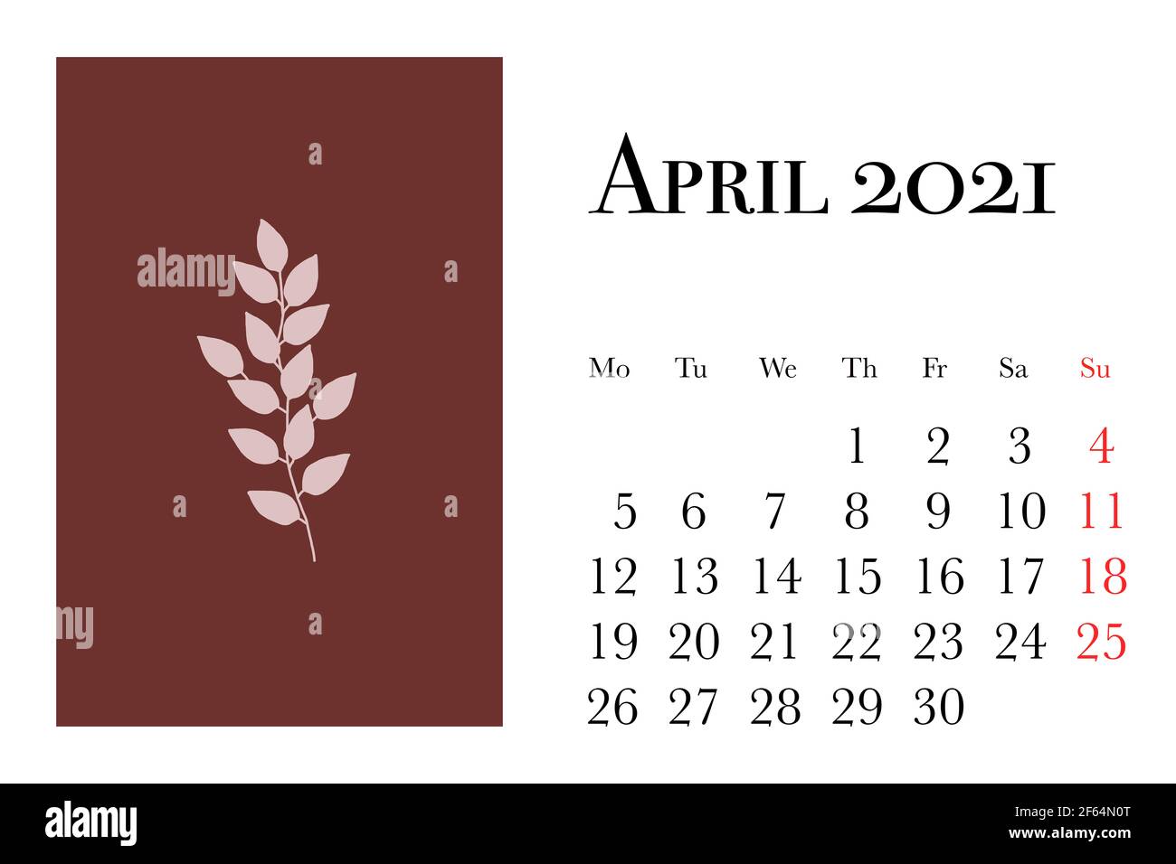 Illustration Calendar Page April Stockfotos Und Bilder Kaufen Alamy