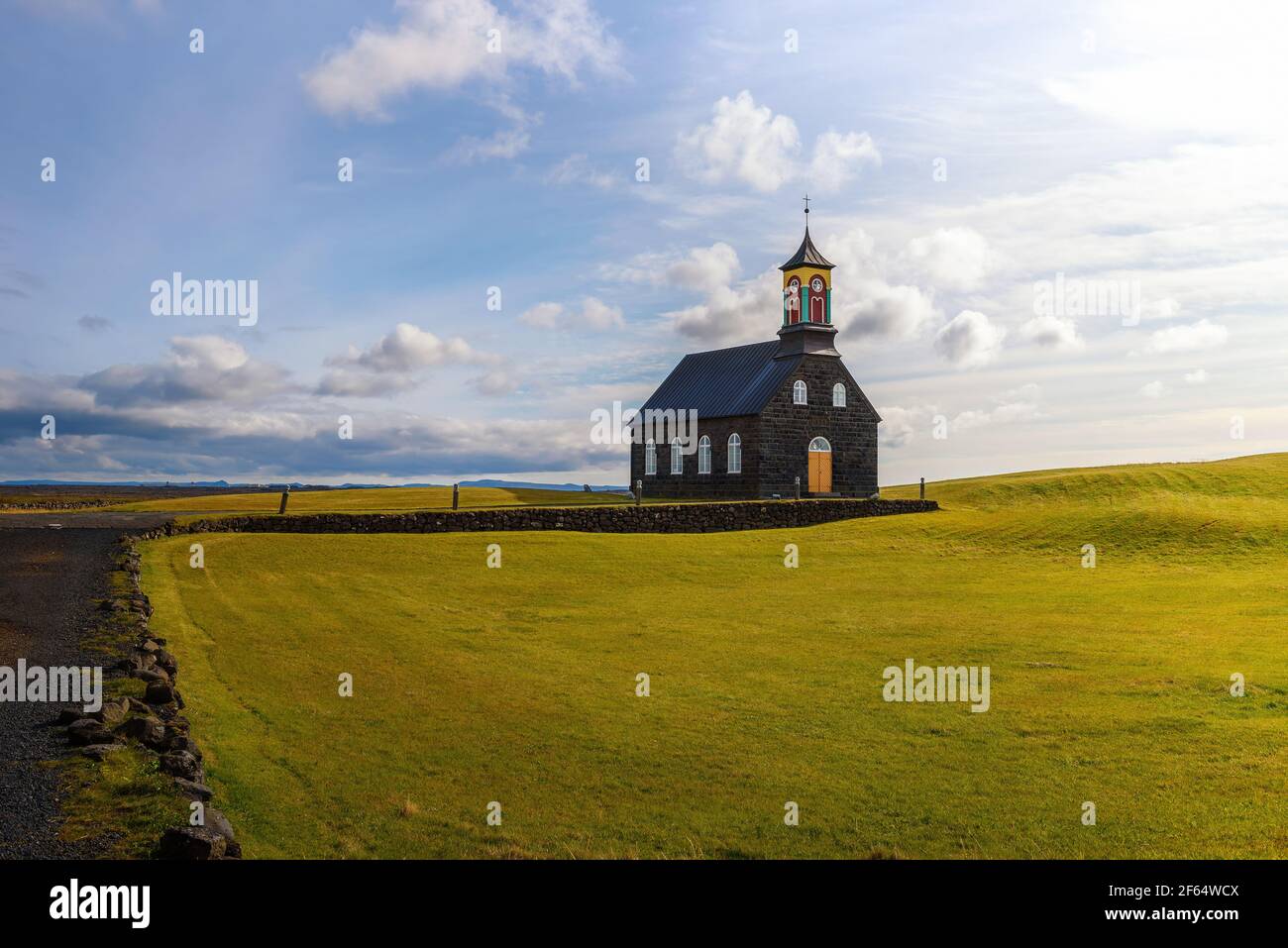 Hvalsneskirkja Kirche in der Nähe des Dorfes Sandgerdi in Island Stockfoto