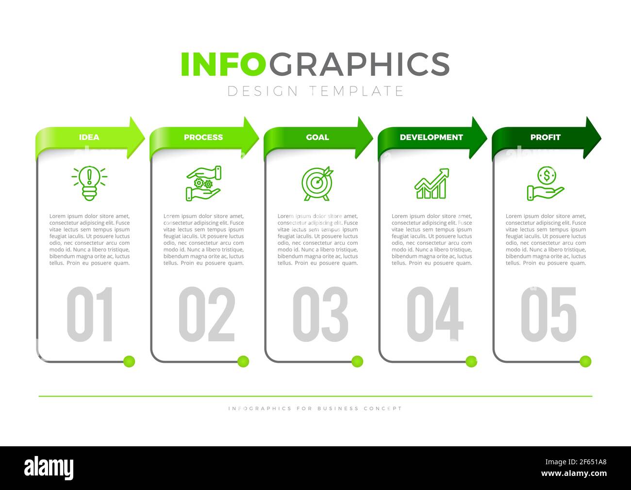 Infografik Design mit 5 Optionen oder Schritten. Infografiken für das Geschäftskonzept. Stock Vektor