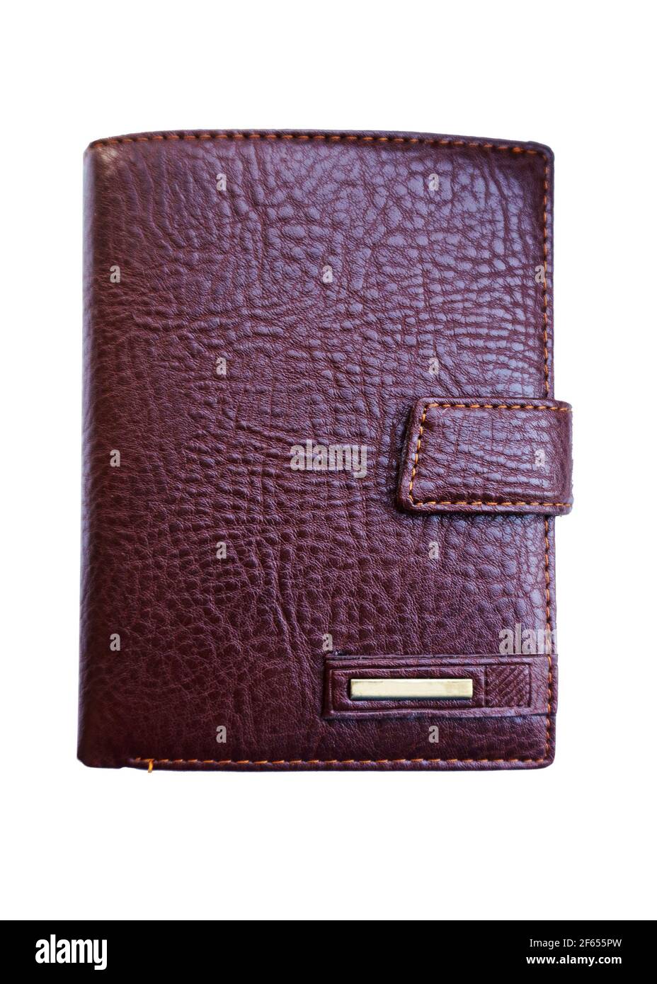 Neue Männer braune Leder Geldbörse auf weißem Hintergrund isoliert Stockfoto