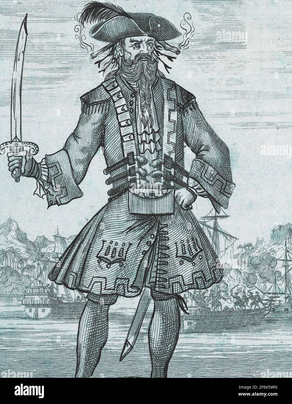 Edward Thatch Blackbeard Illustration Stockfoto