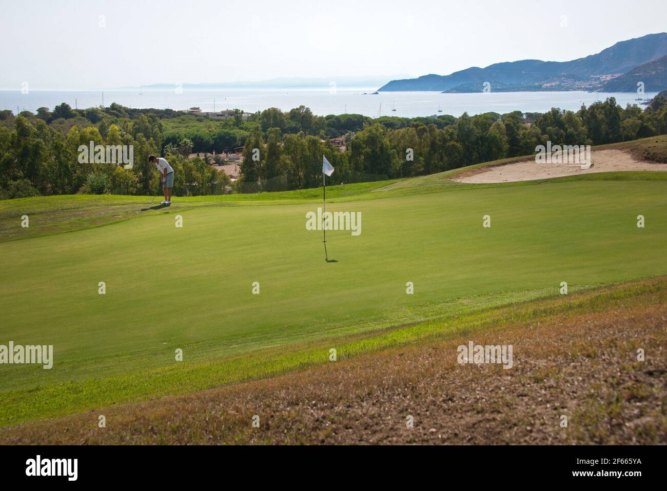 Golfspieler auf dem Grün, Villasimius Stockfoto