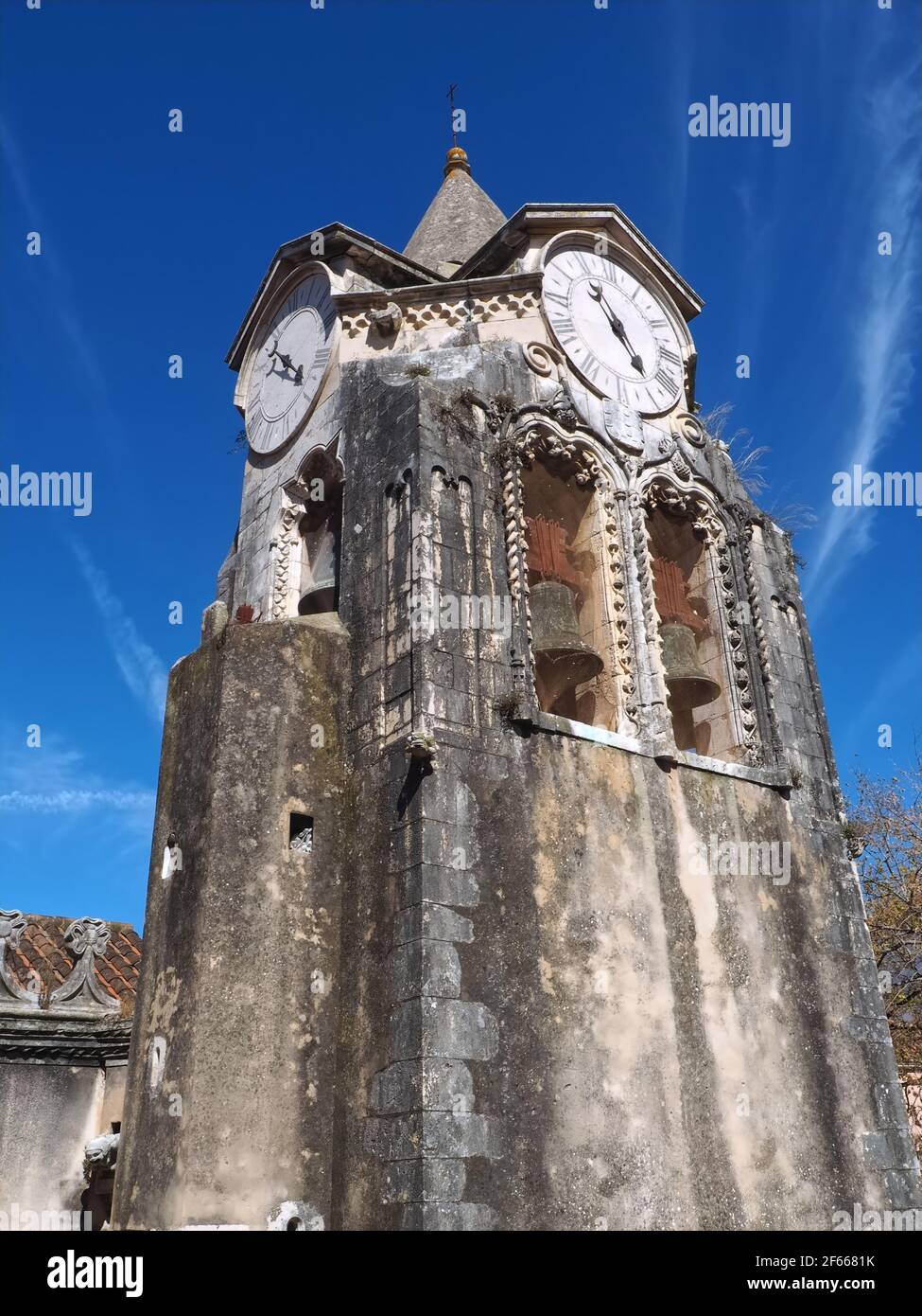 Gotische Kirche Igreja de Nossa Senhora do popula in Caldas da Rheinha, Zentralportugal Stockfoto