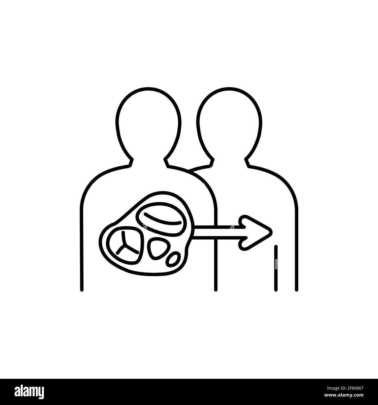 Symbol für die Farblinie der Ventiltransplantation. Spenderorgan. Piktogramm für Webseite, mobile App, Promo. UI UX GUI Design Element. Bearbeitbare Kontur. Stock Vektor