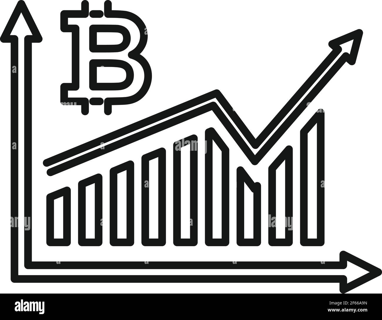 Bitcoin-Diagramm-Symbol, Umrissstil Stock Vektor