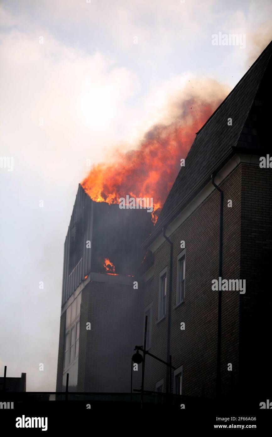 FEUER im Royal Marsden Krankenhaus in West London Bild David Sandison 2/1/08 Stockfoto