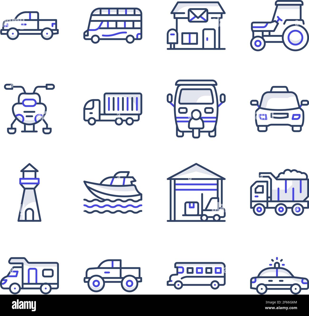 Pack von Transport Flat Icons Stock Vektor