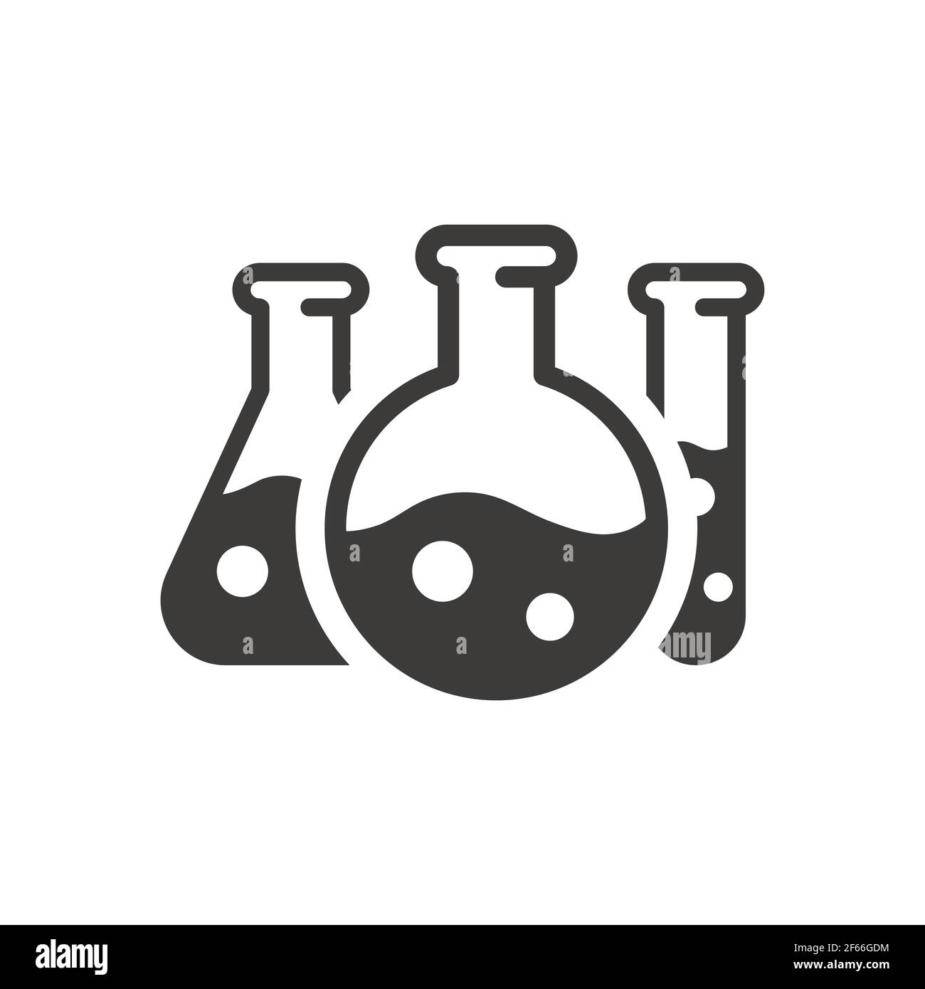 Schwarzes Vektorsymbol für Teströhrchen. Laborflaschen, Chemie-Symbol. Stock Vektor