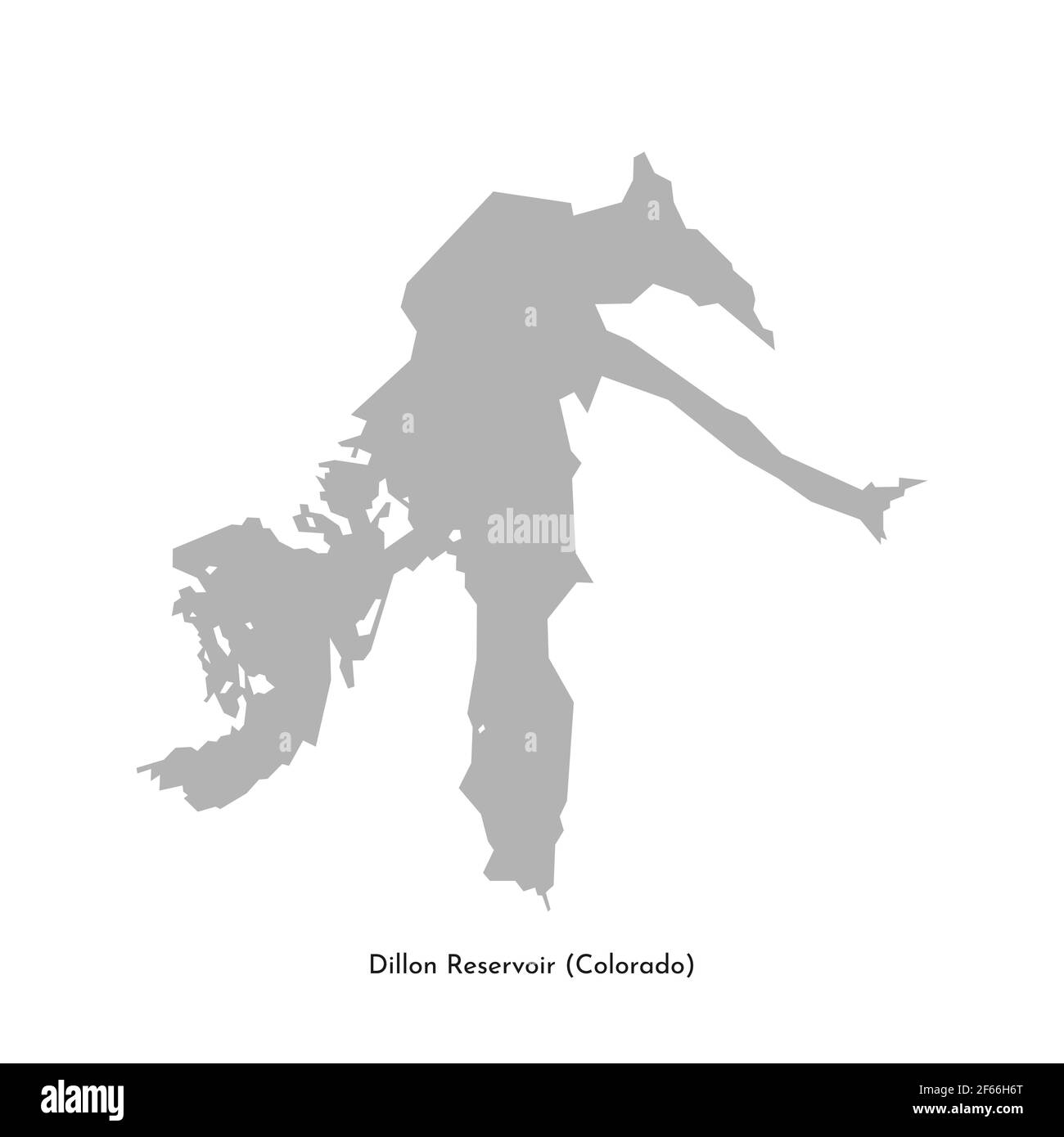 Vektor isoliert vereinfachte Illustration Symbol mit grauer Silhouette von Dillon Reservoir Karte (Colorado State, USA). Weißer Hintergrund Stock Vektor