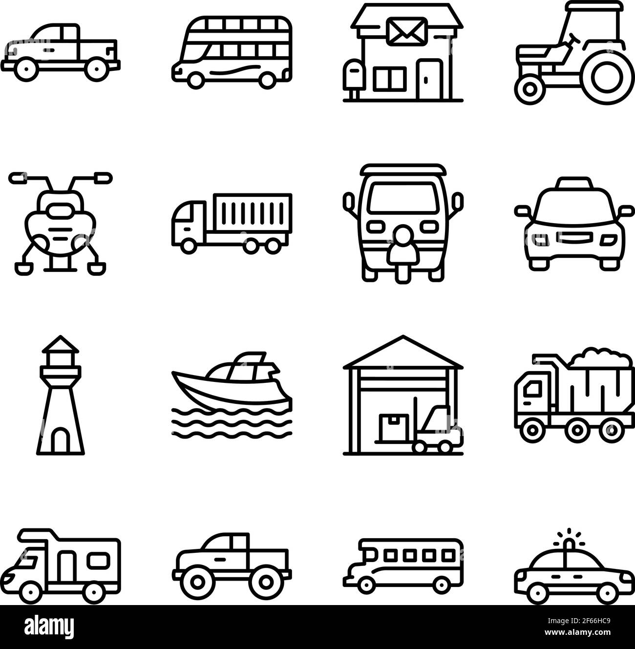 Paket mit linearen Transportsymbolen Stock Vektor