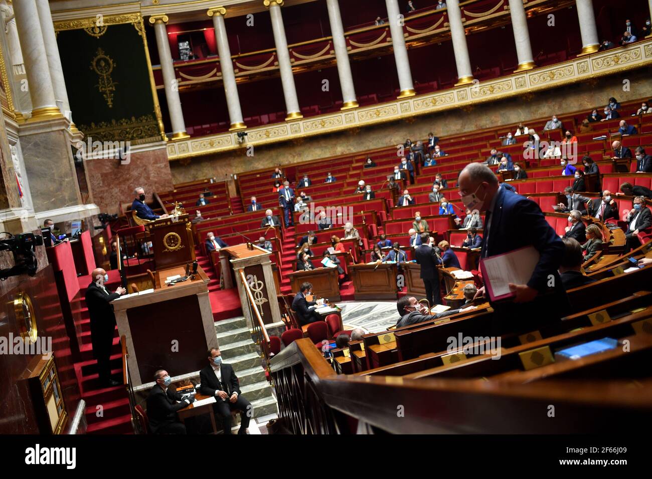 Paris, Frankreich. März 2021, 30th. Paris: Wöchentliche Fragestunde an die Regierung bei der französischen Nationalversammlung in Paris, Franc am 30. März 2021. (Foto: Lionel Urman/Sipa USA) Quelle: SIPA USA/Alamy Live News Stockfoto