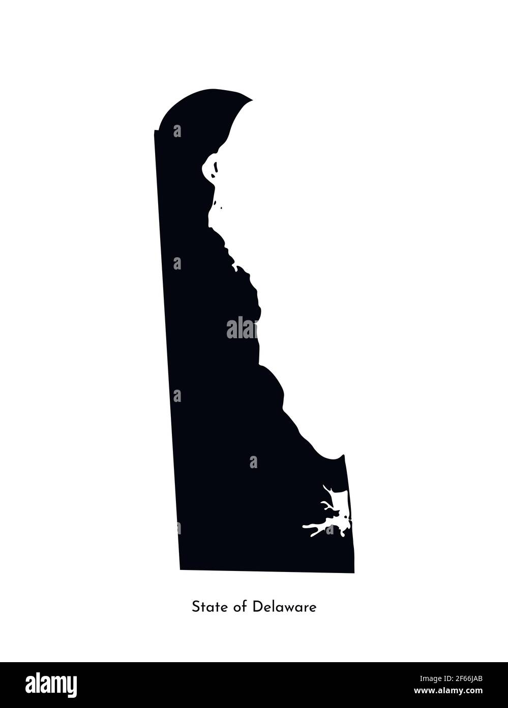 Vektor isolierte vereinfachte Illustration Symbol mit schwarzer Karte Silhouette von State of Delaware (USA). Weißer Hintergrund Stock Vektor