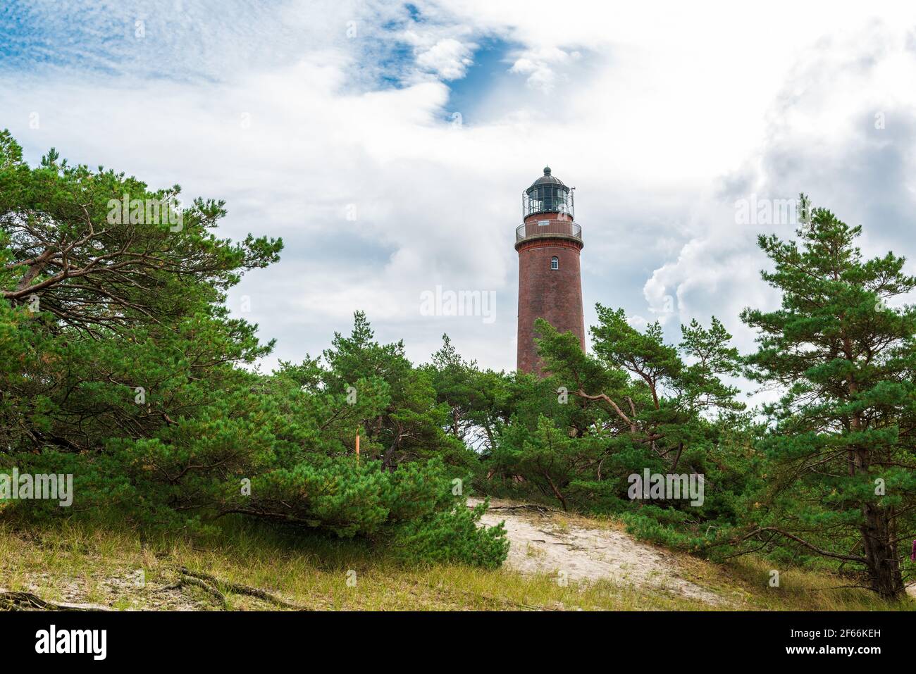Der Leuchtturm Darßer Ort in den Dünen des Weststrandes von Vorw Stockfoto