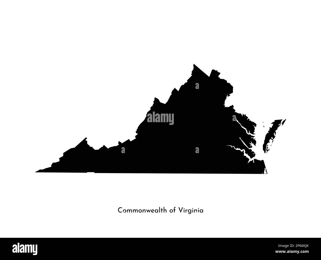 Vektor isoliert vereinfachte Illustration Symbol mit schwarzer Karte Silhouette des Commonwealth of Virginia (USA). Weißer Hintergrund Stock Vektor