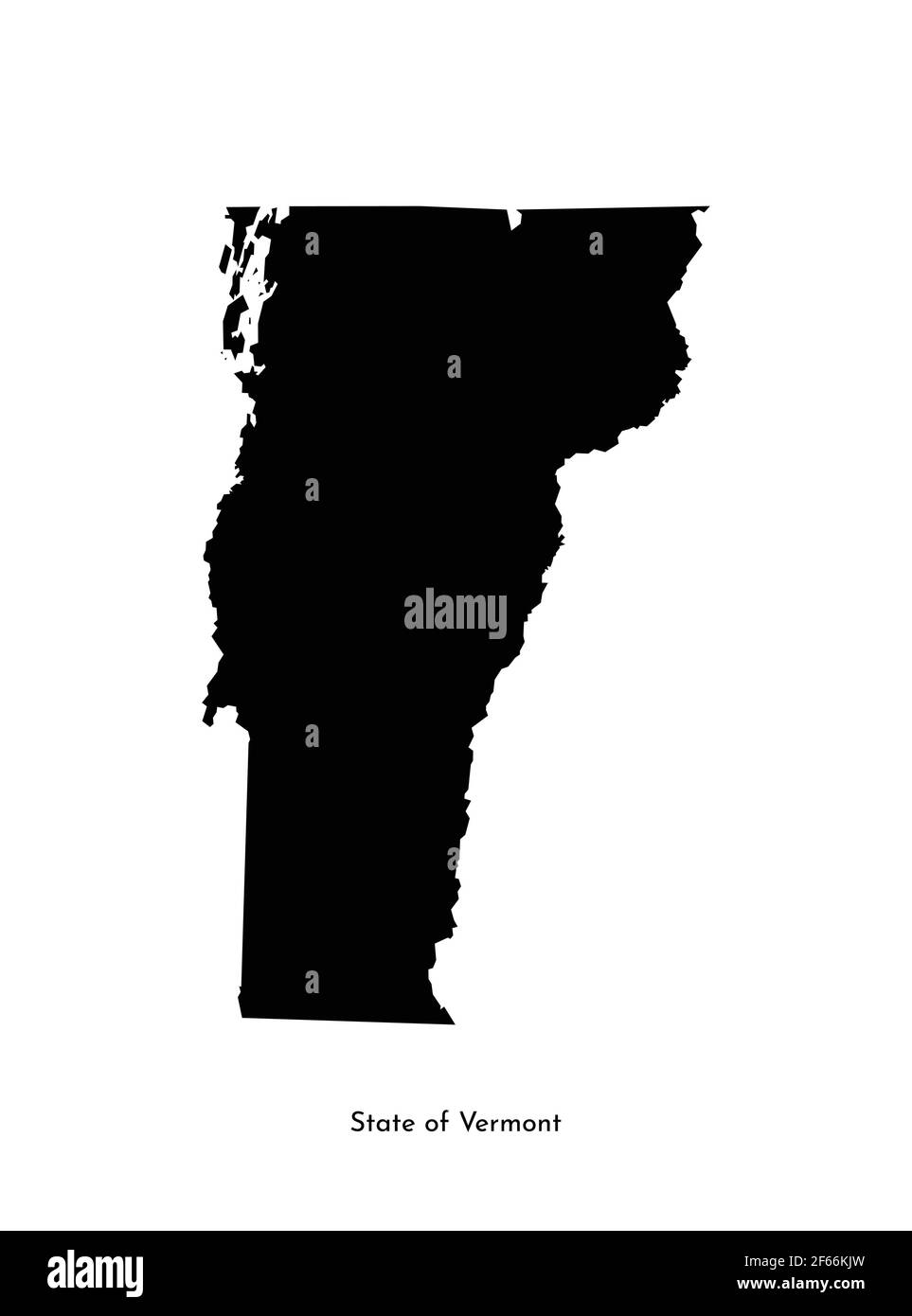 Vektor isolierte vereinfachte Illustration Symbol mit schwarzer Karte Silhouette des Staates Vermont (USA). Weißer Hintergrund Stock Vektor