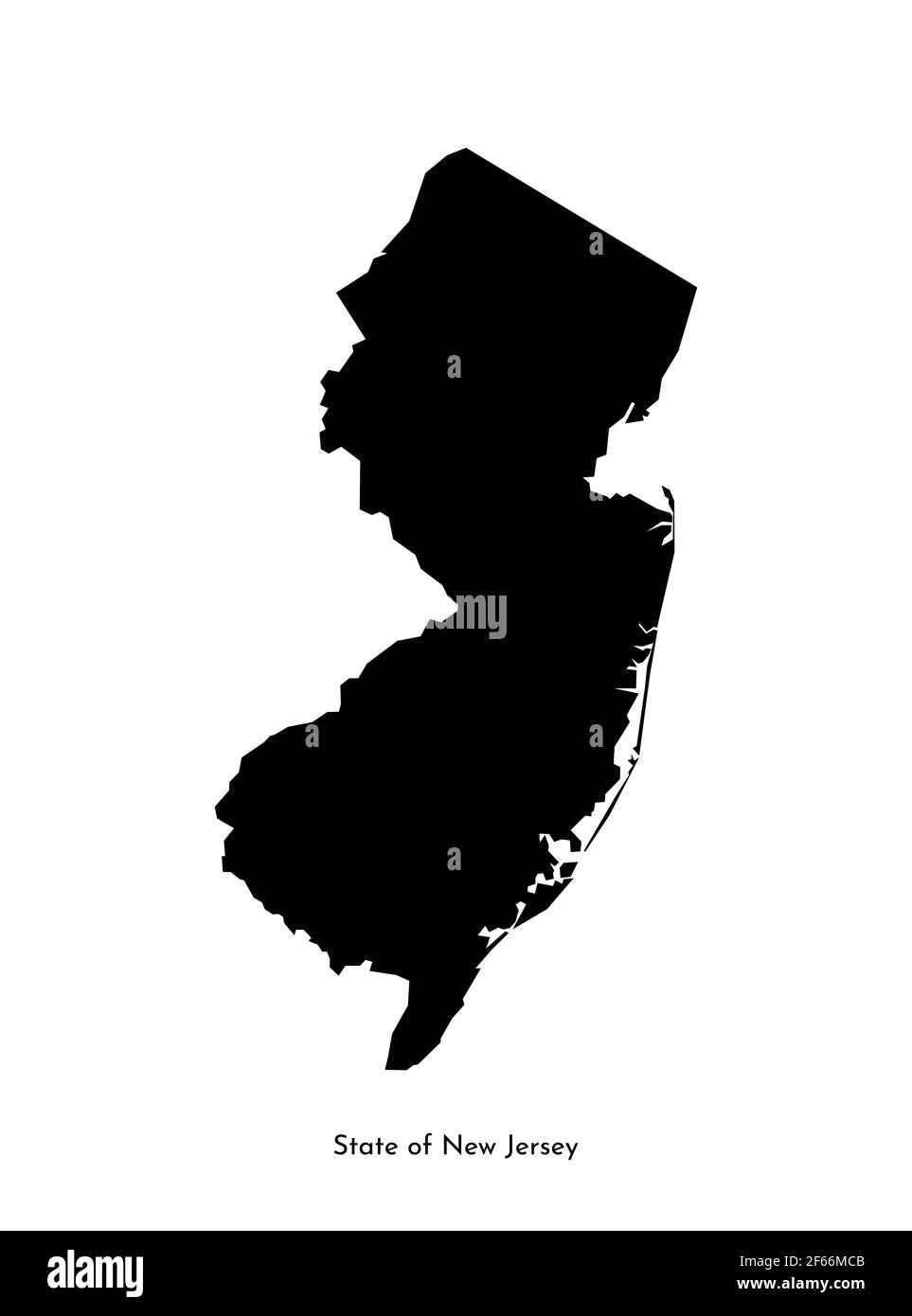Vektor isoliert vereinfachte Illustration Symbol mit schwarzer Karte Silhouette des Staates New Jersey (USA). Weißer Hintergrund Stock Vektor