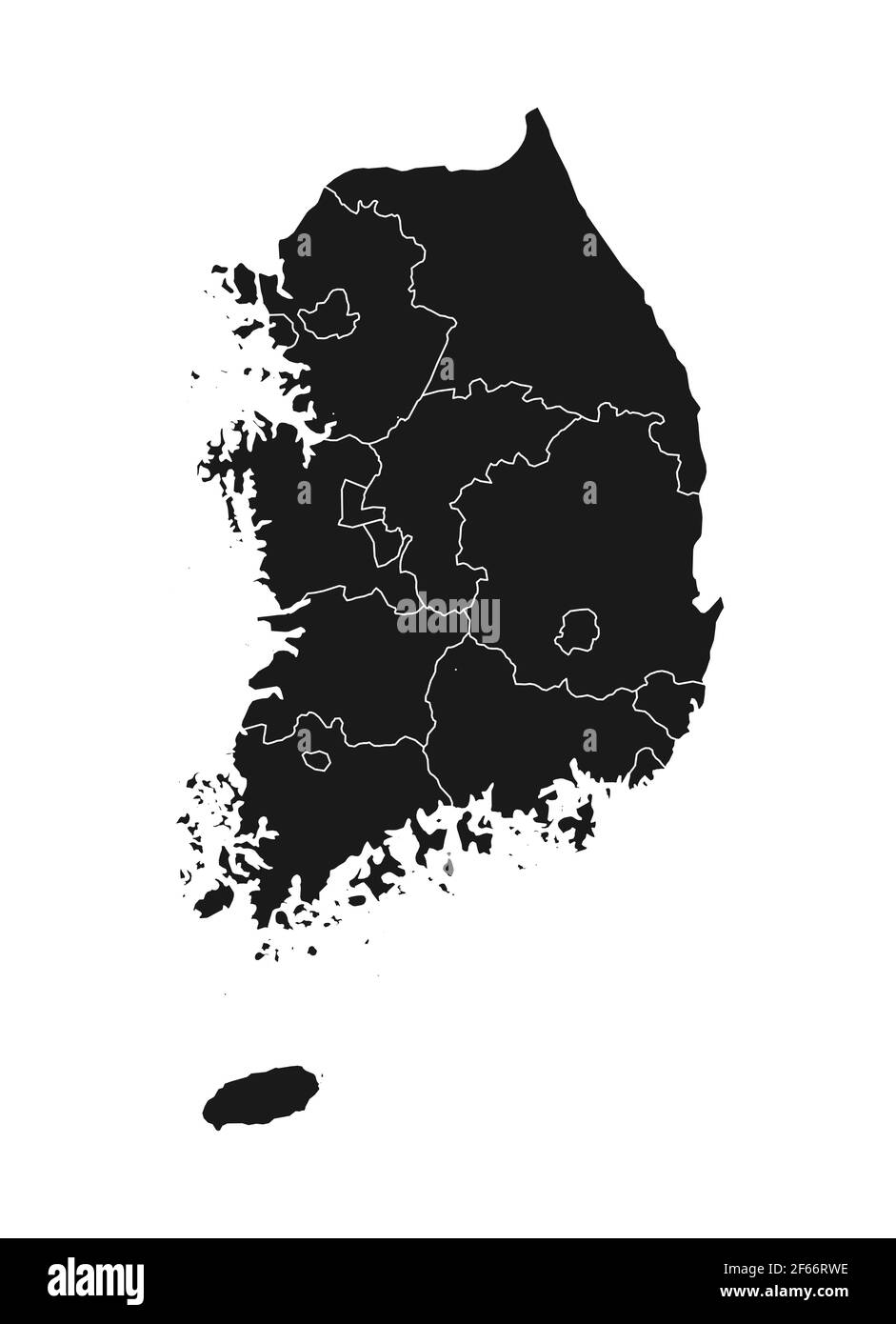 Karte Korea der republik, Südkorea isoliert auf weißem Hintergrund . Stock Vektor