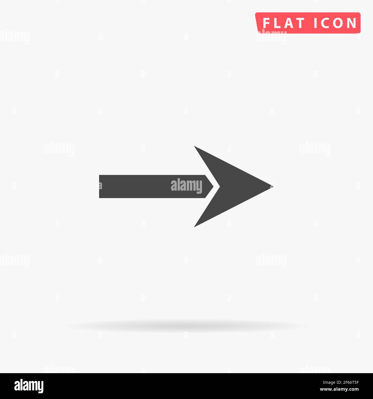 Symbol für flachen Vektor mit Pfeil nach rechts. Handgezeichnete Design-Illustrationen. Stock Vektor