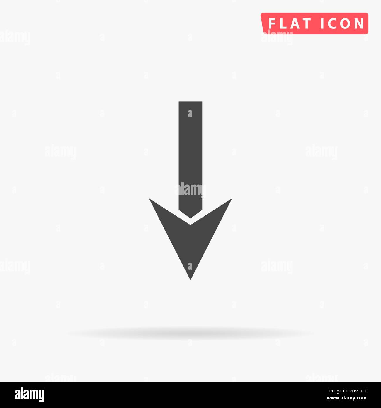 Flaches Vektorsymbol nach unten. Handgezeichnete Design-Illustrationen. Stock Vektor