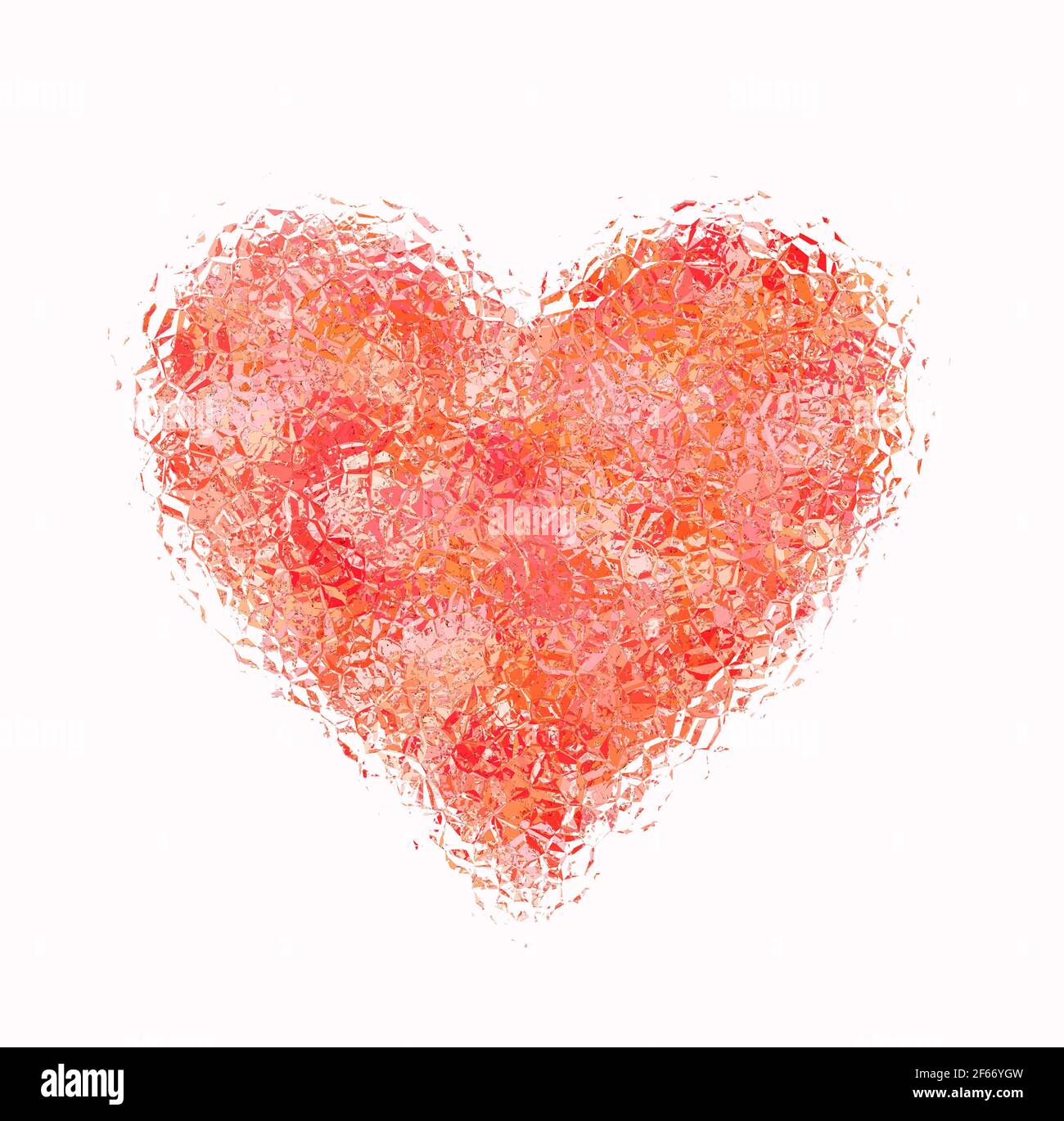 Rotes Herz aus Glas auf weißem Hintergrund Stockfoto