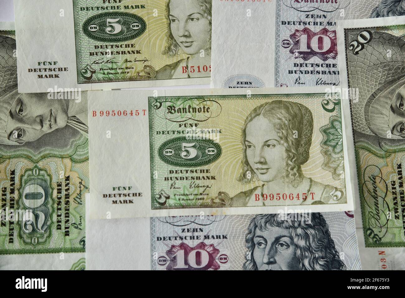 Alte deutsche Banknoten Stockfoto