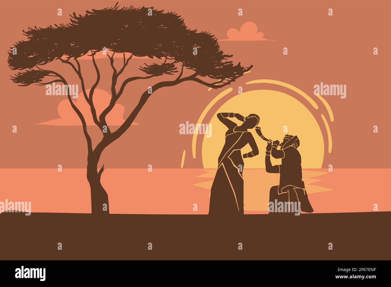 Vektor-Illustration von Happy Rngoli Bihu, Assamese Neujahr, Indian Traditional Festival, Harvest Festival von Assam, Paar Performing Bihu Volkstanz. Stock Vektor