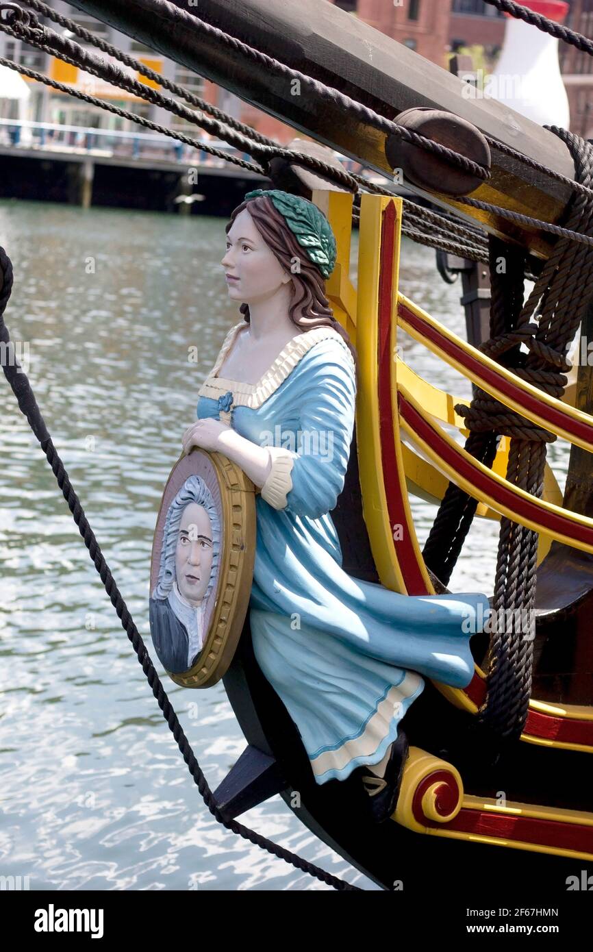 Nachbildung der Eleanor, einem Handelsschiff der Boston Tea Party, das im Museum gefunden wurde Stockfoto