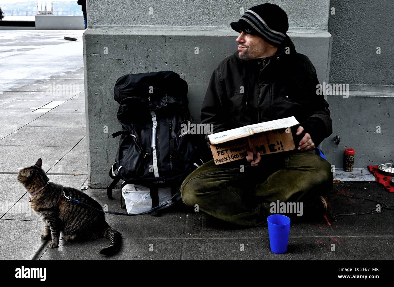 Obdachlos und auf der Straße leben Stockfoto