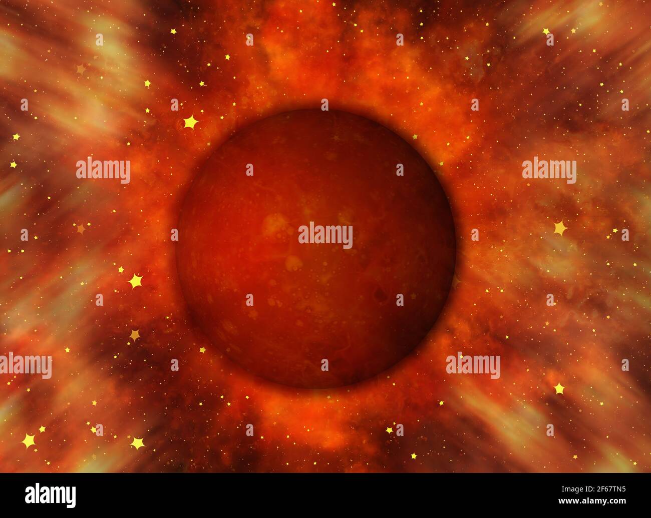 Roter Wärmeplanet auf Weltraumhintergrund Stockfoto