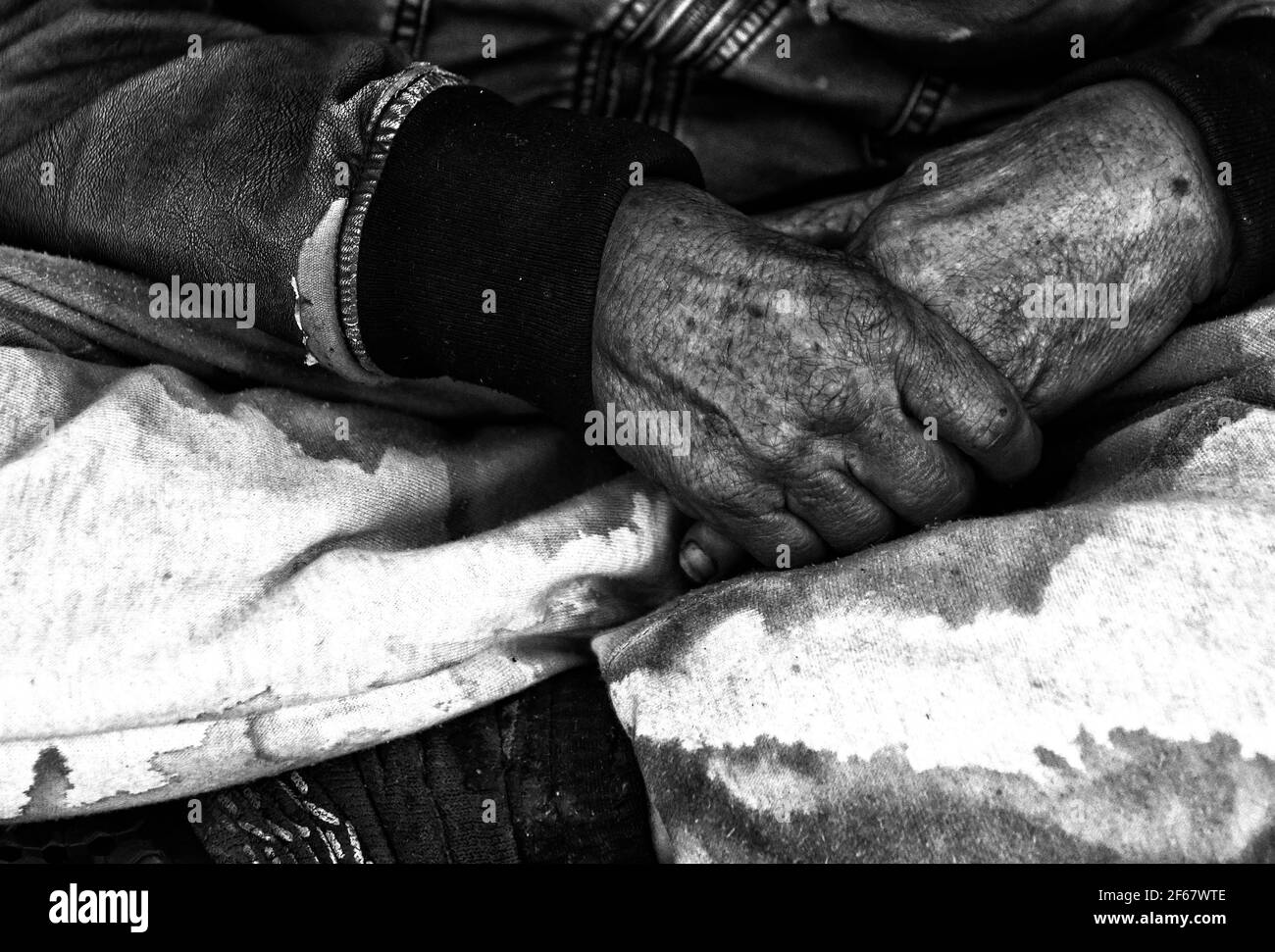 Obdachlos und auf der Straße leben Stockfoto
