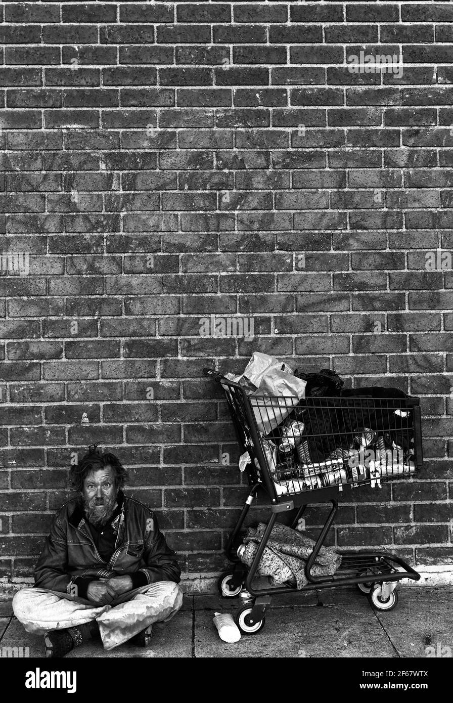 Obdachlos und auf der Straße leben Stockfoto